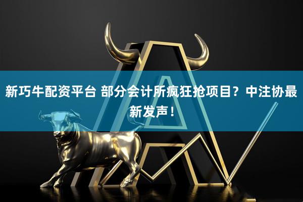 新巧牛配資平臺(tái) 部分會(huì)計(jì)所瘋狂搶項(xiàng)目？中注協(xié)最新發(fā)聲！