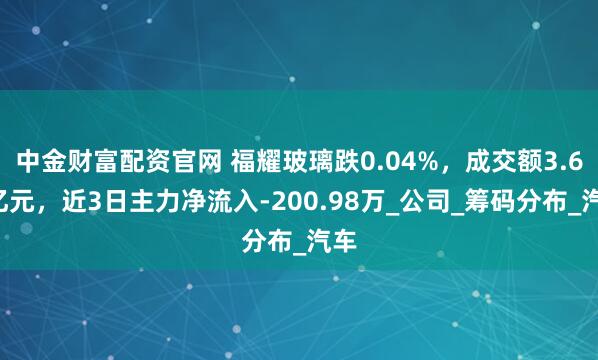 中金財富配資官網 福耀玻璃跌0.04%，成交額3.63億元，近3日主力凈流入-200.98萬_公司_籌碼分布_汽車